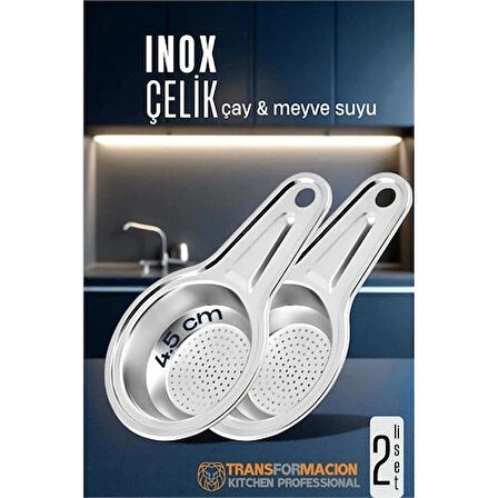 CEYLAN ADAM  Inox Çelik Çay Süzgeci - Meyve Suyu Süzgeci  - Profesyoneller İçin 2 li SET Paslanmaz Çelik