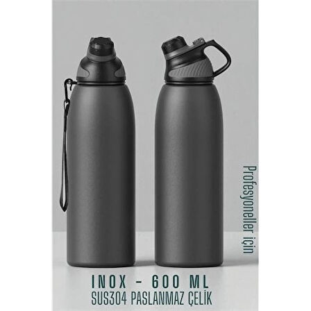 CEYLAN ADAM  Inox Çelik Termos - 600 ml  SUS304 Çelik Termos Profesyonel GRİ