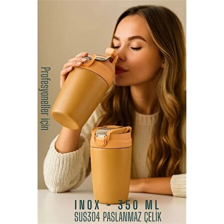 CEYLAN ADAM  Inox Çelik Kahve Bardağı - 350 ml  SUS304 Çelik Termos Profesyonel LATTE