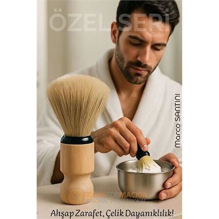 CEYLAN ADAM Klasik Tıraş Seti – Ahşap Saplı Fırça & 304 Paslanmaz Çelik Tıraş Tası