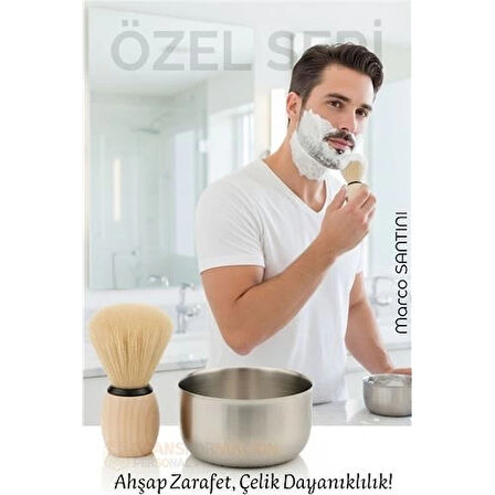 CEYLAN ADAM Klasik Tıraş Seti – Ahşap Saplı Fırça & 304 Paslanmaz Çelik Tıraş Tası