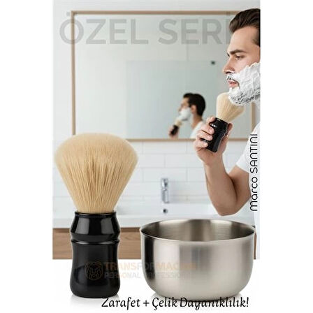 CEYLAN ADAM Klasik Tıraş Seti – Ahşap Saplı Fırça & 304 Paslanmaz Çelik Tıraş Tası