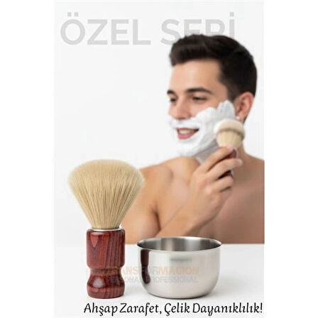 CEYLAN ADAM Klasik Tıraş Seti – Ahşap Saplı Fırça & 304 Paslanmaz Çelik Tıraş Tası