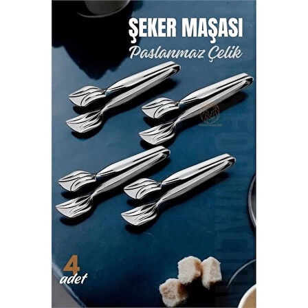 CEYLAN ADAM  Şeker Maşası Paslanmaz Çelik 4 ADET