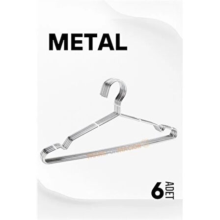 Metal Elbise Askısı Ekonomik 6 Adet Askı Seti
