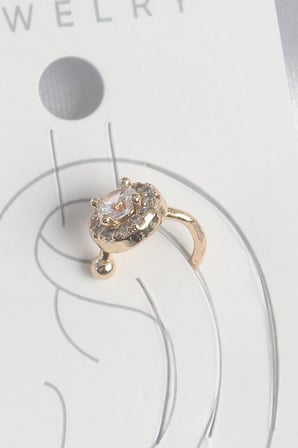Mey İthalat® Pirinç Gold Renk Zirkon Taşlı Kadın Kıkırdak Küpe