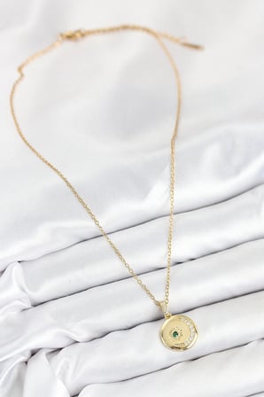 Mey İthalat® 316L Çelik Zirkon Taşlı Ay Ve Güneş Model Gold Renk Kadın Kolye