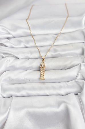 Mey İthalat® 316L Çelik Zincir Gold Renk Balık Model Zirkon Taşlı Kadın Kolye