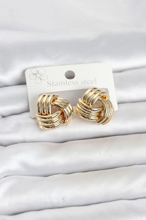 Mey İthalat® 316L Çelik Gold Renk Sarmal Model Kadın Küpe