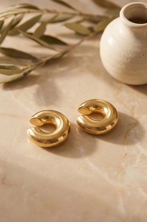 Mey İthalat® 316L Çelik Gold Renk Çiftli Earcuff Küpe