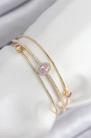 Mey İthalat® Pirinç Zirkon Taşlı Baget Model Gold Renk Kadın Bileklik