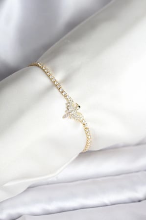 Mey İthalat® Anka Kuşu Model Zirkon Taşlı Gold Renk Pirinç Su Yolu Kadın Bileklik