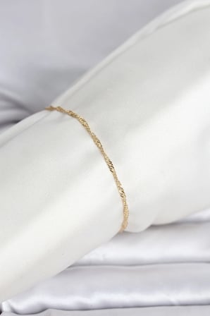 Mey İthalat® CM 14K Gold Renk Ezme Burgu Zincir Model Kadın Bileklik