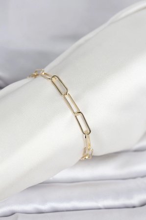 CM 14K Gold Renk Kalın Ataç Zincir Model Kadın Bileklik