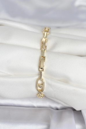 Mey İthalat® Pirinç Gold Renk Zirkon Taşlı Kadın Bileklik