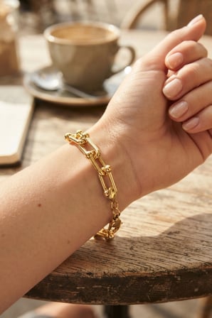 Mey İthalat Gold Renk Pirinç Tifani Model Kadın Bileklik