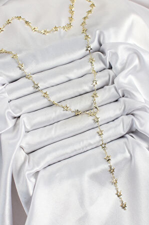 CEYLAN ADAM Pirinç Gold Renk Yıldızlı Kadın Y Kolye