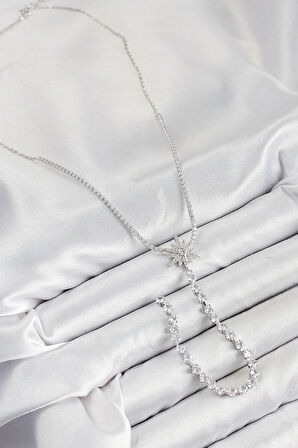 CEYLAN ADAM Pirinç Zirkon Taşlı Kutup Yıldızı Model Gold Renk Y Kolye