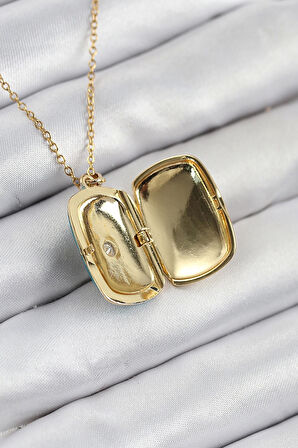 CEYLAN ADAM 316L Çelik Zirkon Taşlı Açılabilr Kapaklı Kutup Yıldzı Model Gold Renk Kadın Kolye