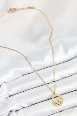 CEYLAN ADAM 316L Çelik Zirkon Taşlı Yıldız Ve Kalp Model Gold Renk Kadın Kolye
