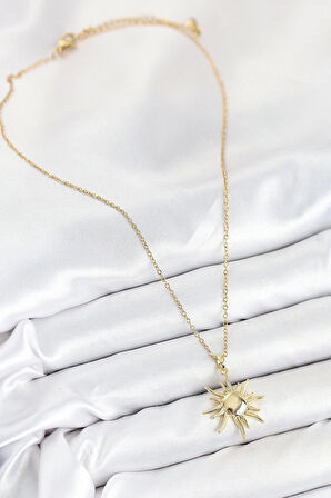 CEYLAN ADAM 316L Çelik Güneş Model Gold Renk Kadın Kolye