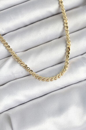 CEYLAN ADAM 60 cm Gold Renk Pirinç Yassı Zincir Model Kadın Kolye