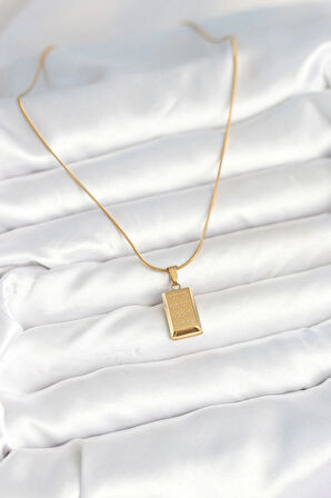 CEYLAN ADAM 316L Çelik Gold Renk Külçe Altın Model Kolye