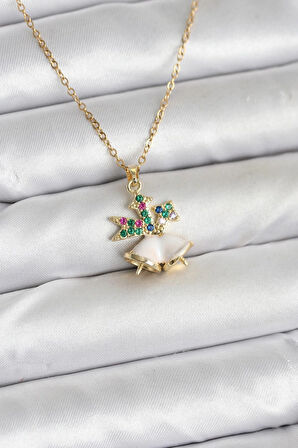 CEYLAN ADAM 316L Çelik Zincir Gold Renk Chirtsmas Bell Model Yılbaşı Temalı Kadın Kolye