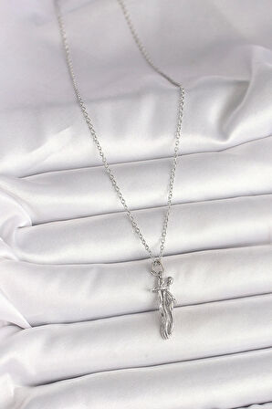 CEYLAN ADAM 316L Çelik Gümüş Renk Zincir Sarılma Model Kadın Kolye