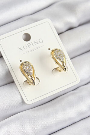 CEYLAN ADAM Xuping Zirkon Taşlı Damla Model Gold Renk Kadın Küpe