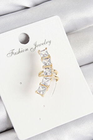 CEYLAN ADAM Pirinç Zirkon Taşlı Model Gold Renk Sağ Kıkırdak Küpe