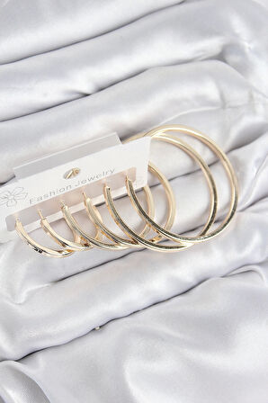 CEYLAN ADAM Pirinç Halka Model Gold Renk Kadın Set Küpe