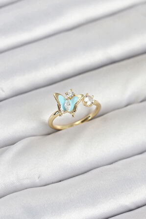 CEYLAN ADAM Pirinç Gold Renk Kelebek Model Kadın Yüzük