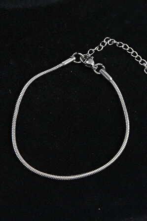 CEYLAN ADAM 316L Çelik Oval İtalyan Model Gümüş Renk Erkek Bileklik