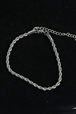 CEYLAN ADAM 316L Çelik Halat Model Gümüş Renk Erkek Bileklik