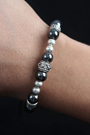 CEYLAN ADAM Doğal Taş X Model Antrasit Renk Asansörlü Erkek Bileklik