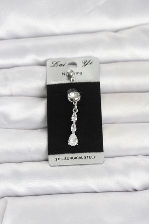 Mey İthalat® 316L Cerrahi Çelik Sallantılı Damla Model Göbek Piercing