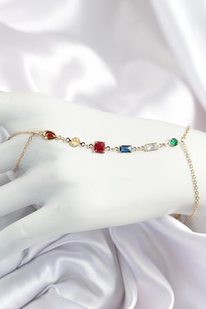 Mey İthalat® Pirinç Renkli Zirkon Taşlı Y Model Gold Renk Kadın Şahmeran