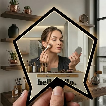 Mey İthalat® Kırılmaz Pleksi El Aynası 10x10cm - Çanta Boyu Geometrik Tasarım - Kadın & Erkek Bakım Aynası