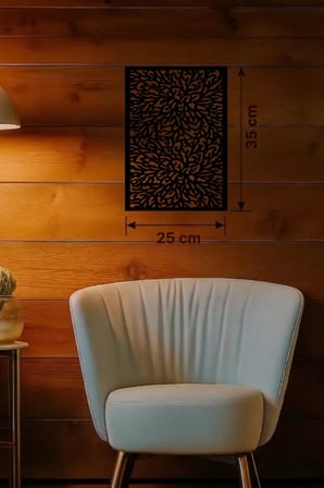 Soyut Mercan ve Hücre Dokulu Ahşap Duvar Tablosu - 25x35 cm Lazer Kesim Dekoratif Pano