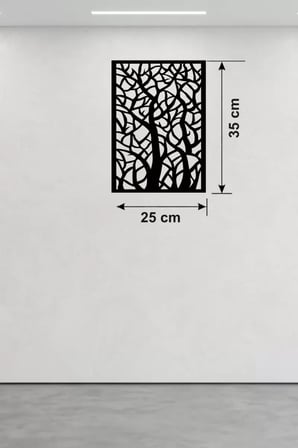 Soyut Ağaç Dalları Ahşap Duvar Tablosu - 25x35 cm Lazer Kesim Dekoratif Pano