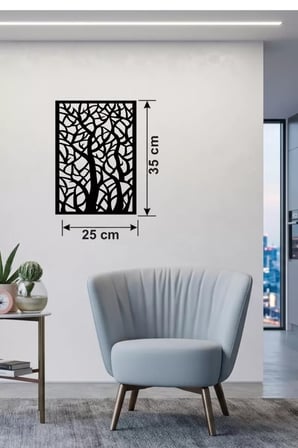 Soyut Ağaç Dalları Ahşap Duvar Tablosu - 25x35 cm Lazer Kesim Dekoratif Pano