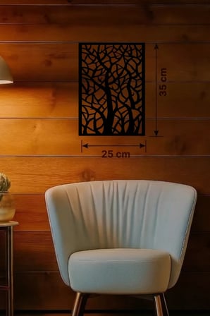 Soyut Ağaç Dalları Ahşap Duvar Tablosu - 25x35 cm Lazer Kesim Dekoratif Pano