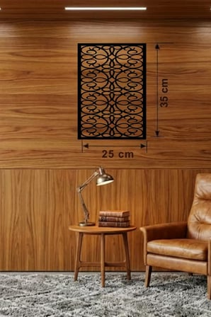 Sarmaşık ve Yaprak Motifli Ahşap Duvar Tablosu - 25x35 cm Lazer Kesim Dekoratif Pano