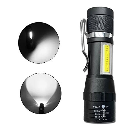 Wuben Wb-017 Zoomlu Şarjlı Cob Led Güçlü El Feneri