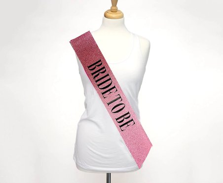 Mey İthalat® Pembe Üzeri Siyah Büyük Bride To Be Yazılı Simli Işıltılı Kuşak Kemer 10 cm Genişlik