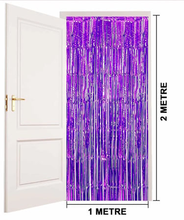 Mey İthalat® Mor Renk Ekstra Metalize Parlak Saçaklı Arka Fon Perde İthal A Kalite 1x2 Metre