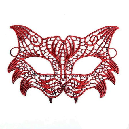 Mey İthalat® Kırmızı Dantel Masquerade Maskesi 8 No