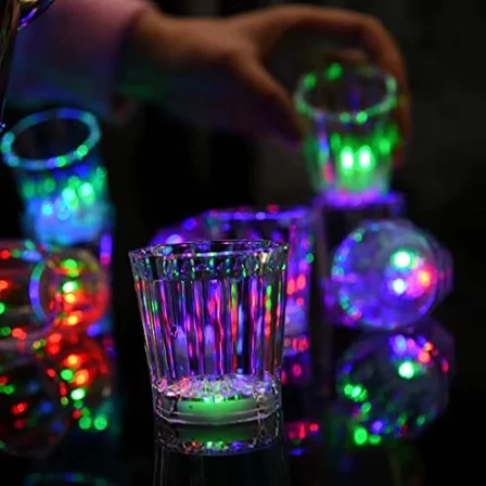 Mey İthalat® LED Işıklı Eğlence Bardakları - 3 Modlu Renk Değiştiren Bardak 12 Adet