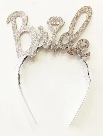 Mey İthalat® Gümüş Renk Bekarlığa Veda İtalik Yazı Alyanslı Bride Taç